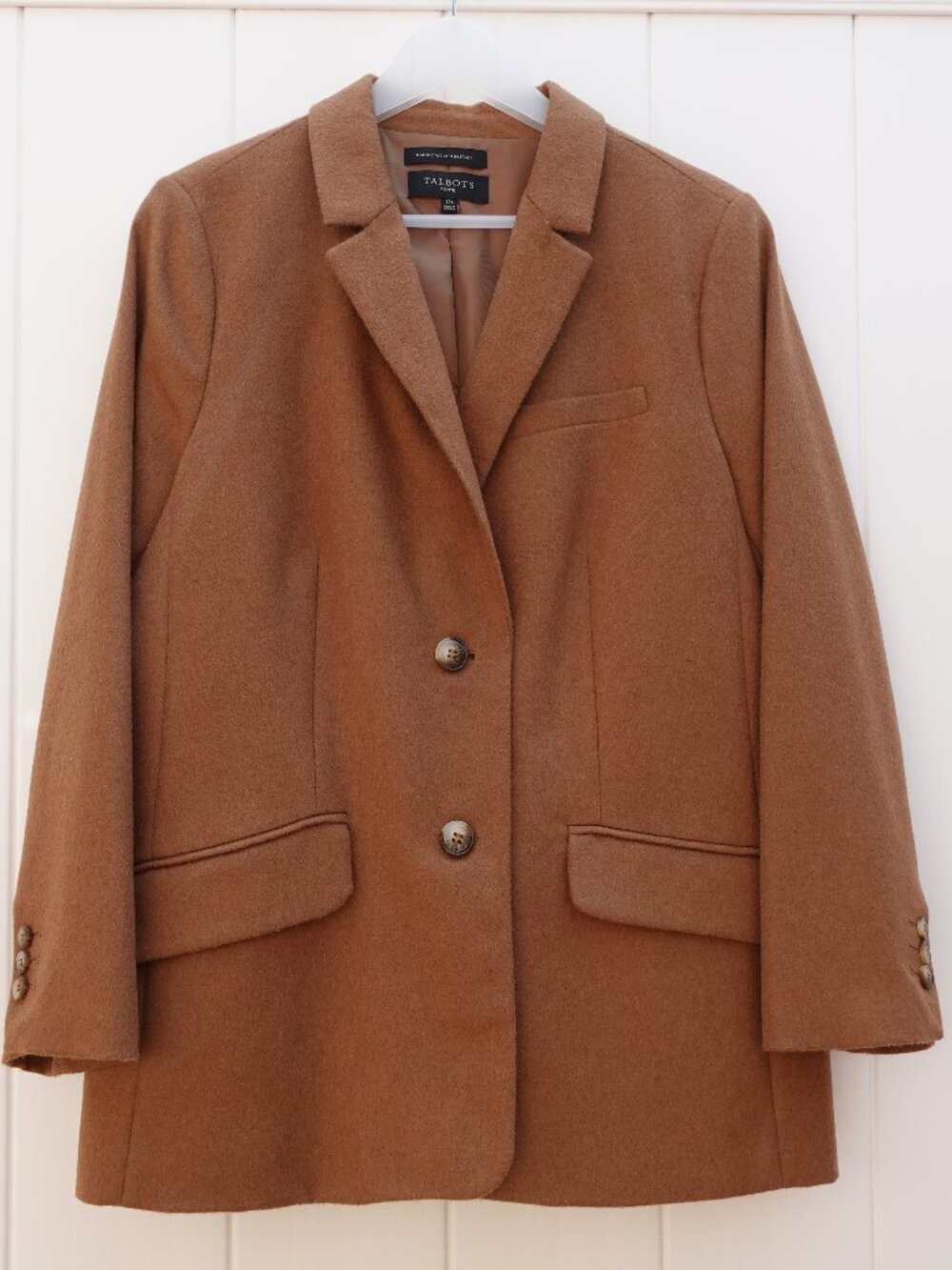 Talbots Petite Camel Brown Wool Blend Blazer 12P